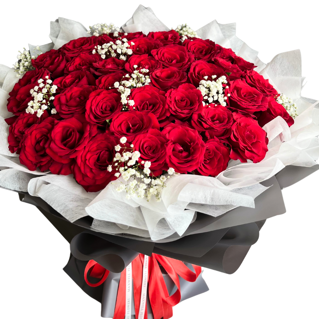 50 red fresh roses bouquet
