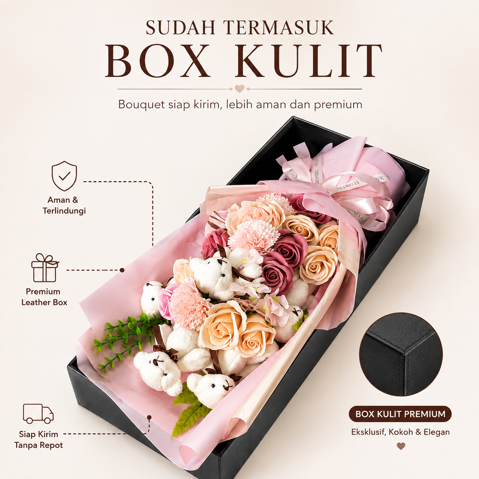 Teddy Love - Eternal Soap Flower Bouquet