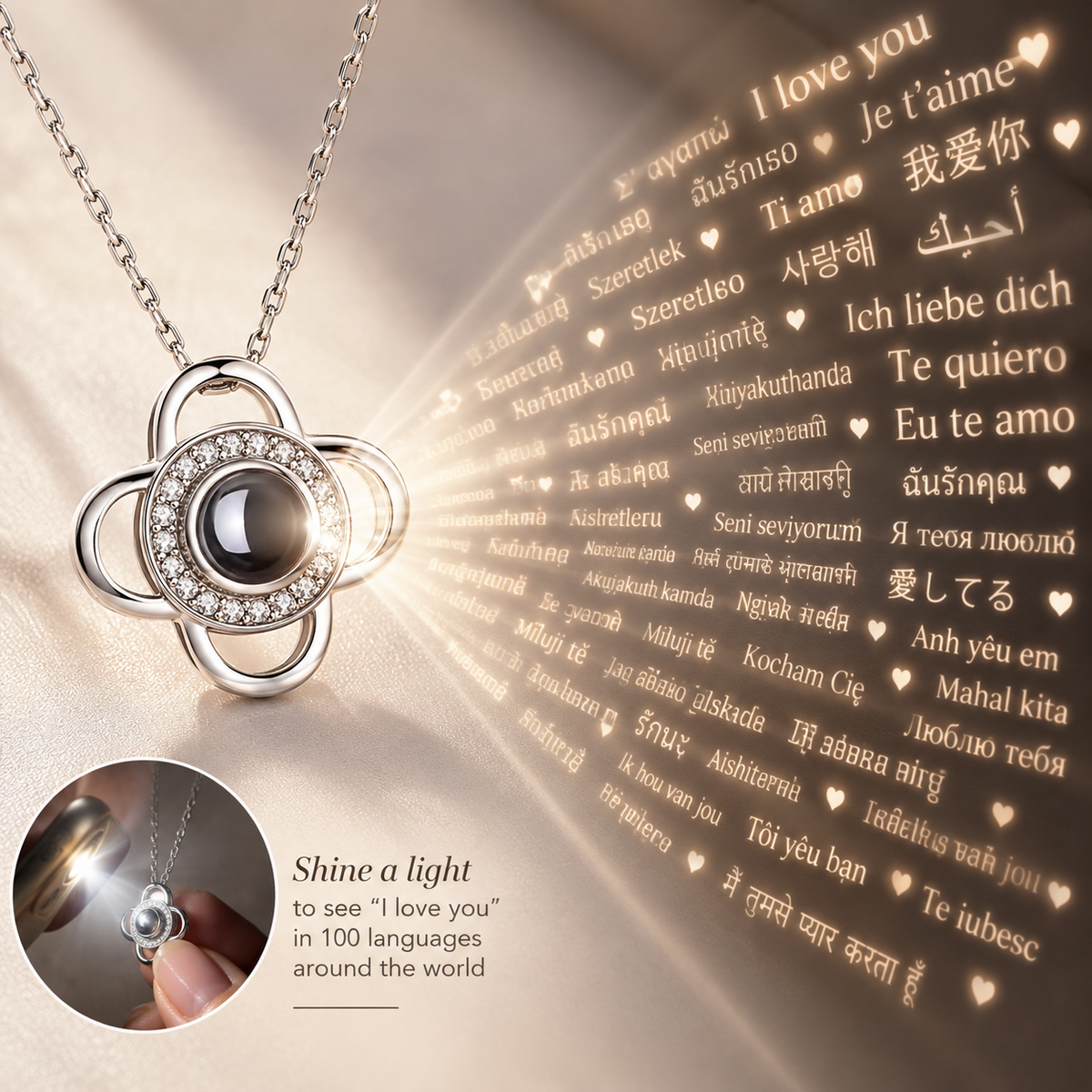 18k gold plated necklace with preserved baby breath bouquet