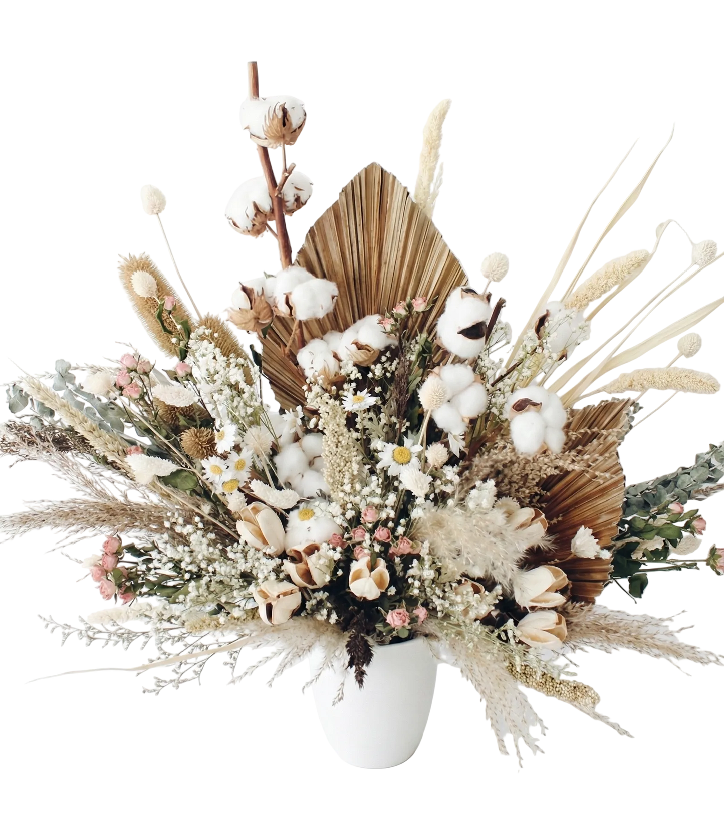 Dried flower vase arrangement