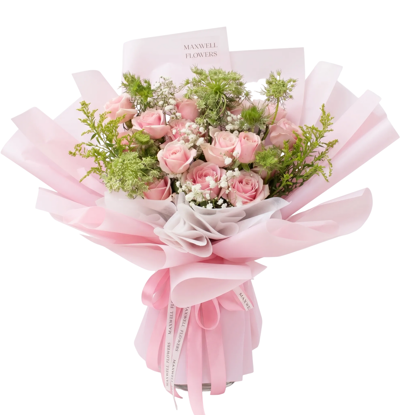 15 roses bouquet with greens - fresh flowers bouquet