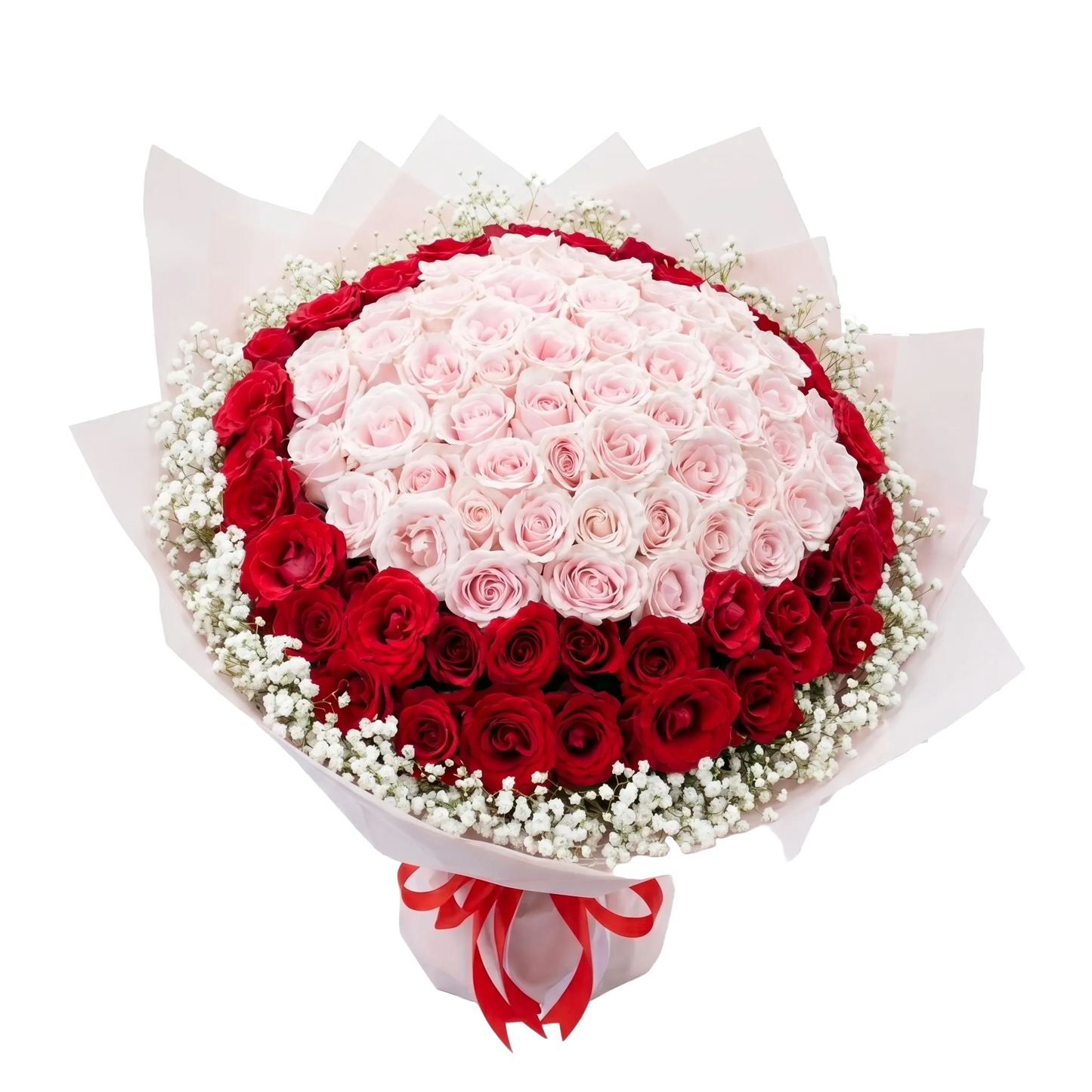 100 ROSES BOUQUET RED AND PINK
