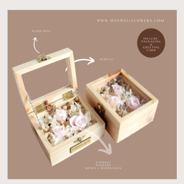 ETERNAL KYLIE SOFT ROSES WOOD BOX - FOREVER ROSE