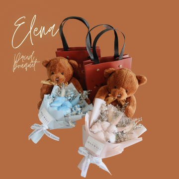 ELENA KOREAN DRIED FLOWERS BOUQUET - TEDDY BEAR