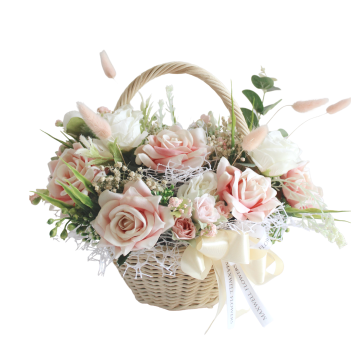COCO BASKET FLOWERS ARRANGEMENT - DRIED MIX SILK FLOWERS