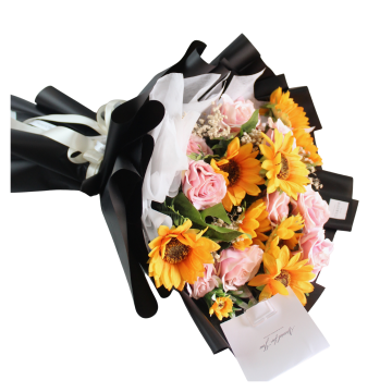 SUN FLOWERS BOUQUET MIX ROSES