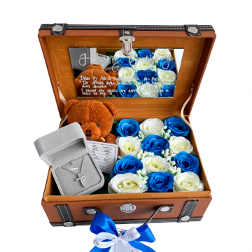 TREASURE BOX DENGAN KALUNG SALIB LAPIS EMAS