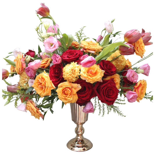 Luxury Gold Vase - Special Imported Flowers