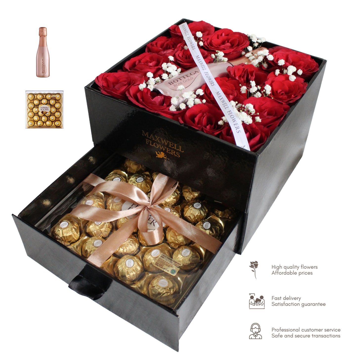 (Fresh Flowers) Luxury Gift Set VALENTINE'S BIRTHDAY ANNIV