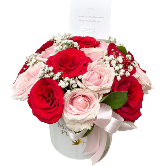 (Valentine's Day) Fresh Flowers 20 Red and pink roses rounded box