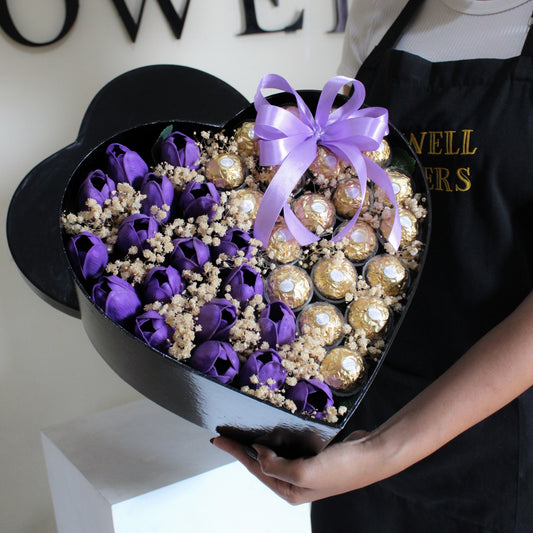 Tulip Love Box with Ferrero Rocher