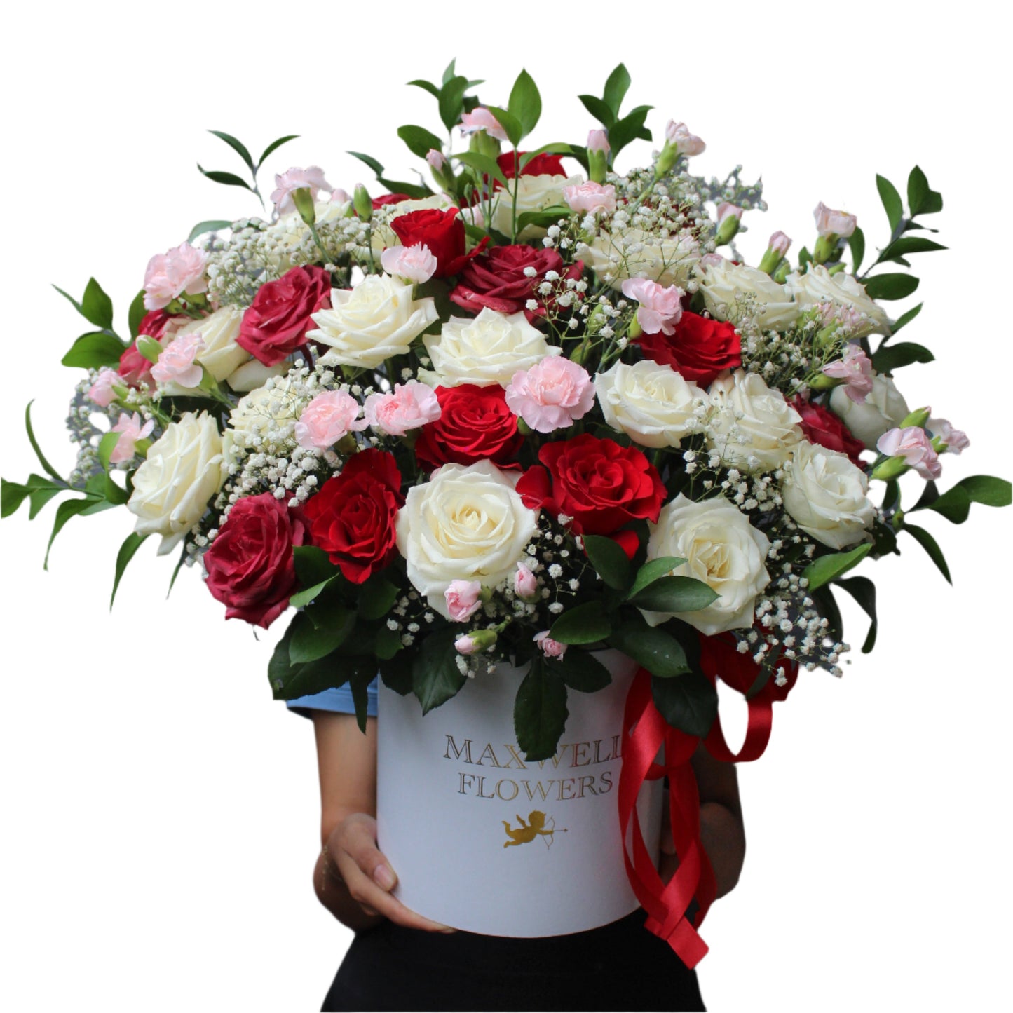 Jumbo Garden Rose Carnation - Fresh Round box