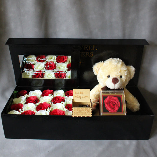 Exclusive box with Rotating Flowers Acrylic Box and Wood Music Box