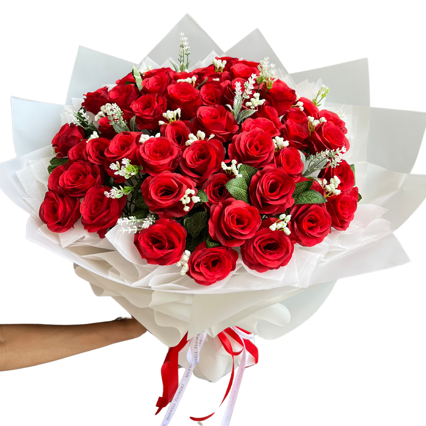 40 artificial red roses bouquet