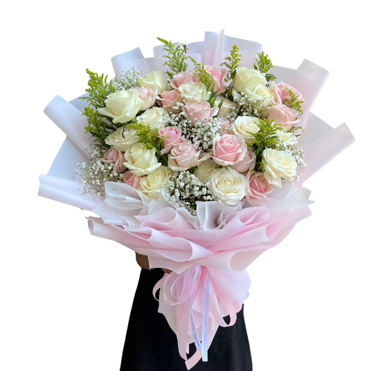 Tatiana - 50 roses pink and white bouquet