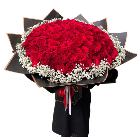 (Valentine's Day) Fresh Flowers 100 Red roses