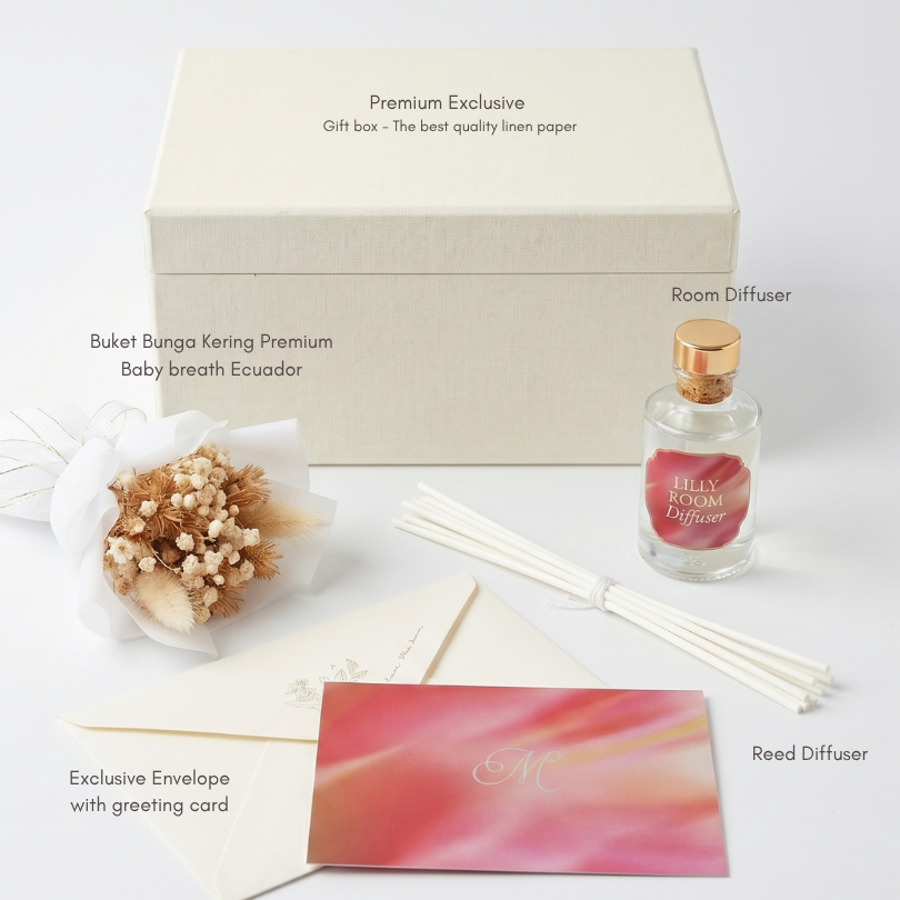 Bloom & Scent Gift Box — Buket Bunga Kering & Room Diffuser Dried flower