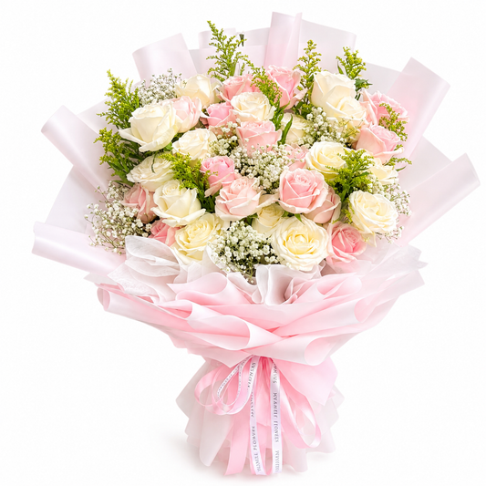 Tatiana - 50 roses pink and white bouquet