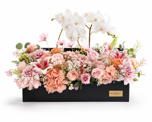 Emma Jumbo Box with orchid faux arrangement