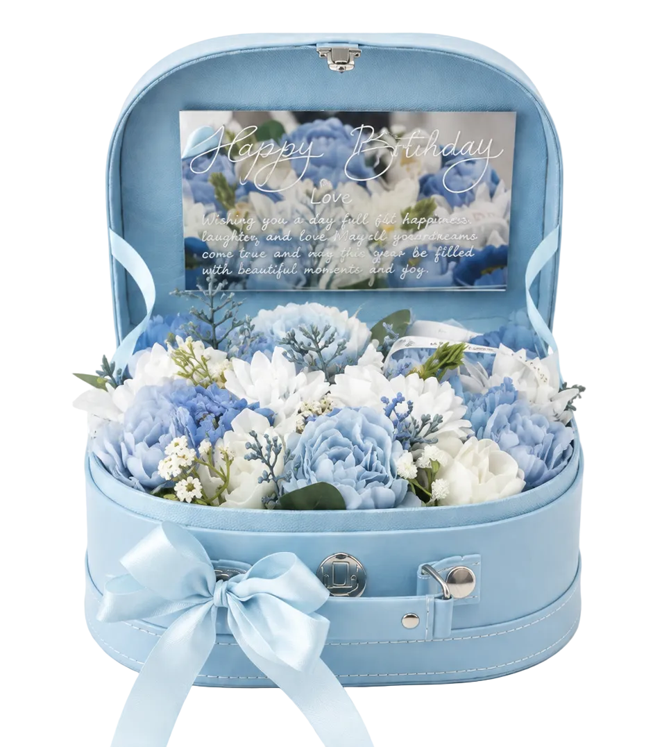 Blue  Treasure Suitcase Flower Box