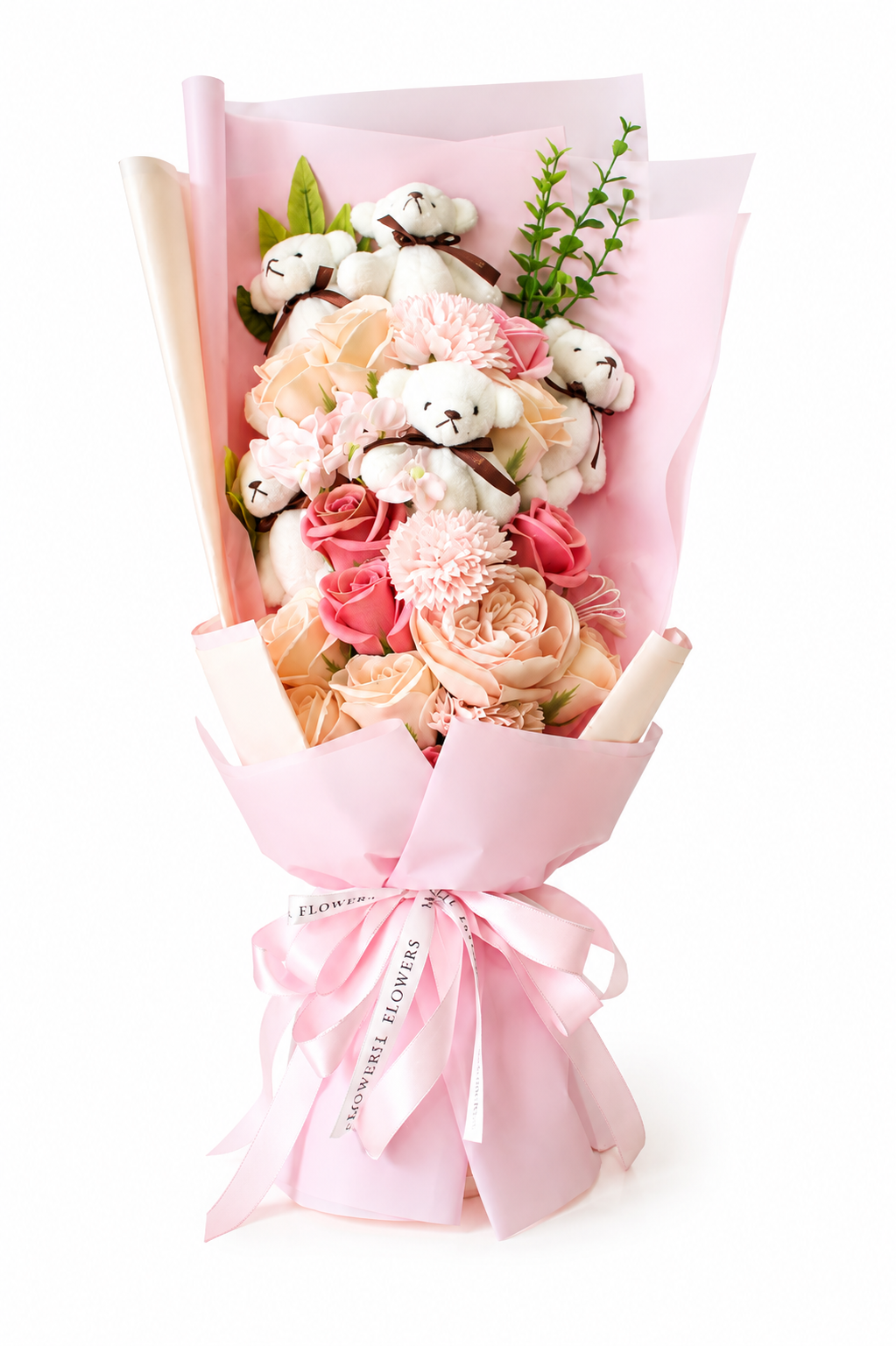 Teddy Love -  Eternal Soap Flower Bouquet