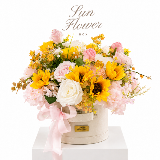Sun flowers round box