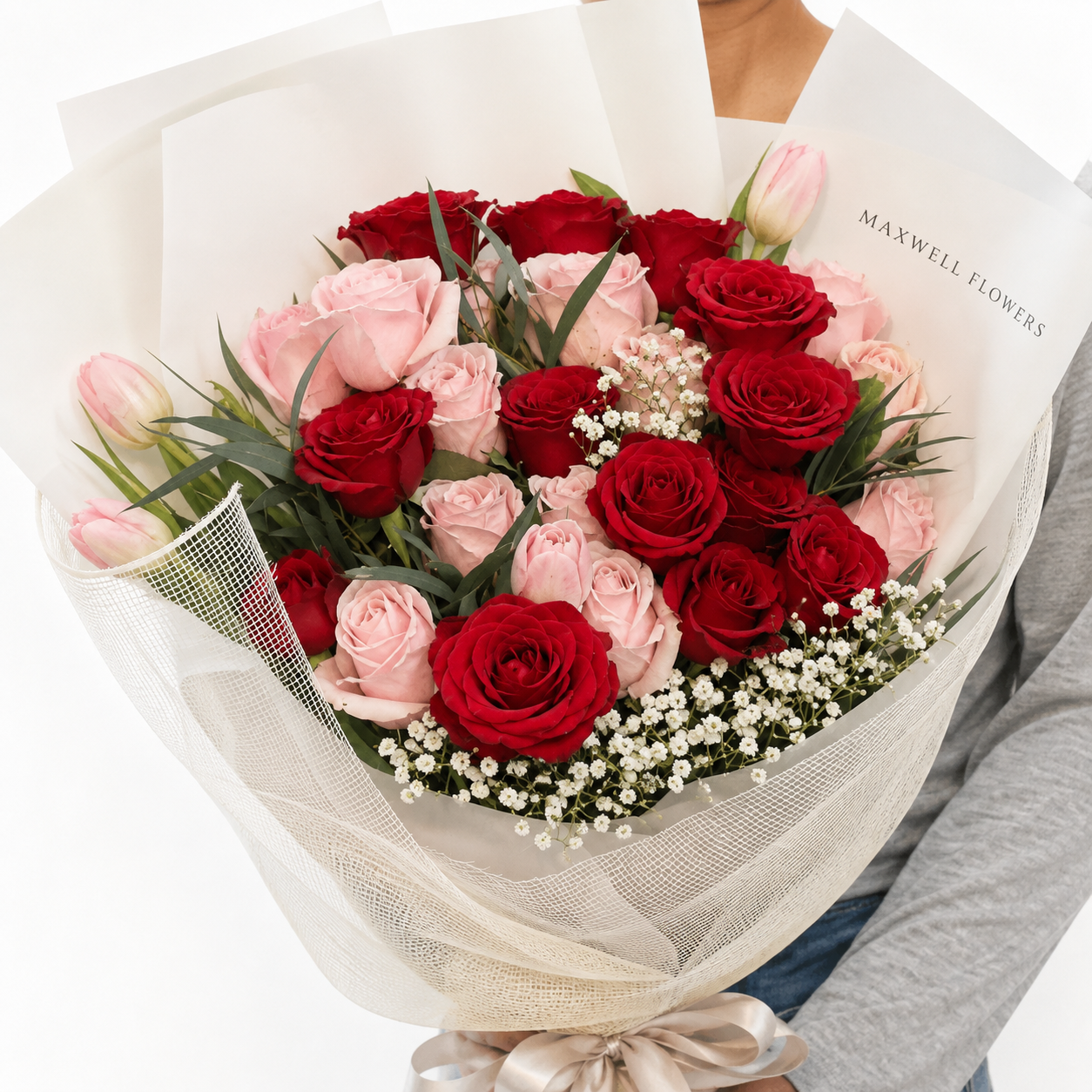 Roses and Tulip fresh bouquet