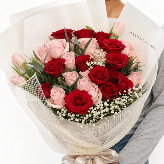 Roses and Tulip fresh bouquet