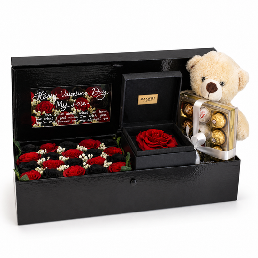 Exclusive box with Eternal Rose with Gold Plated Necklace and Ferrero Rocher Limited Edition