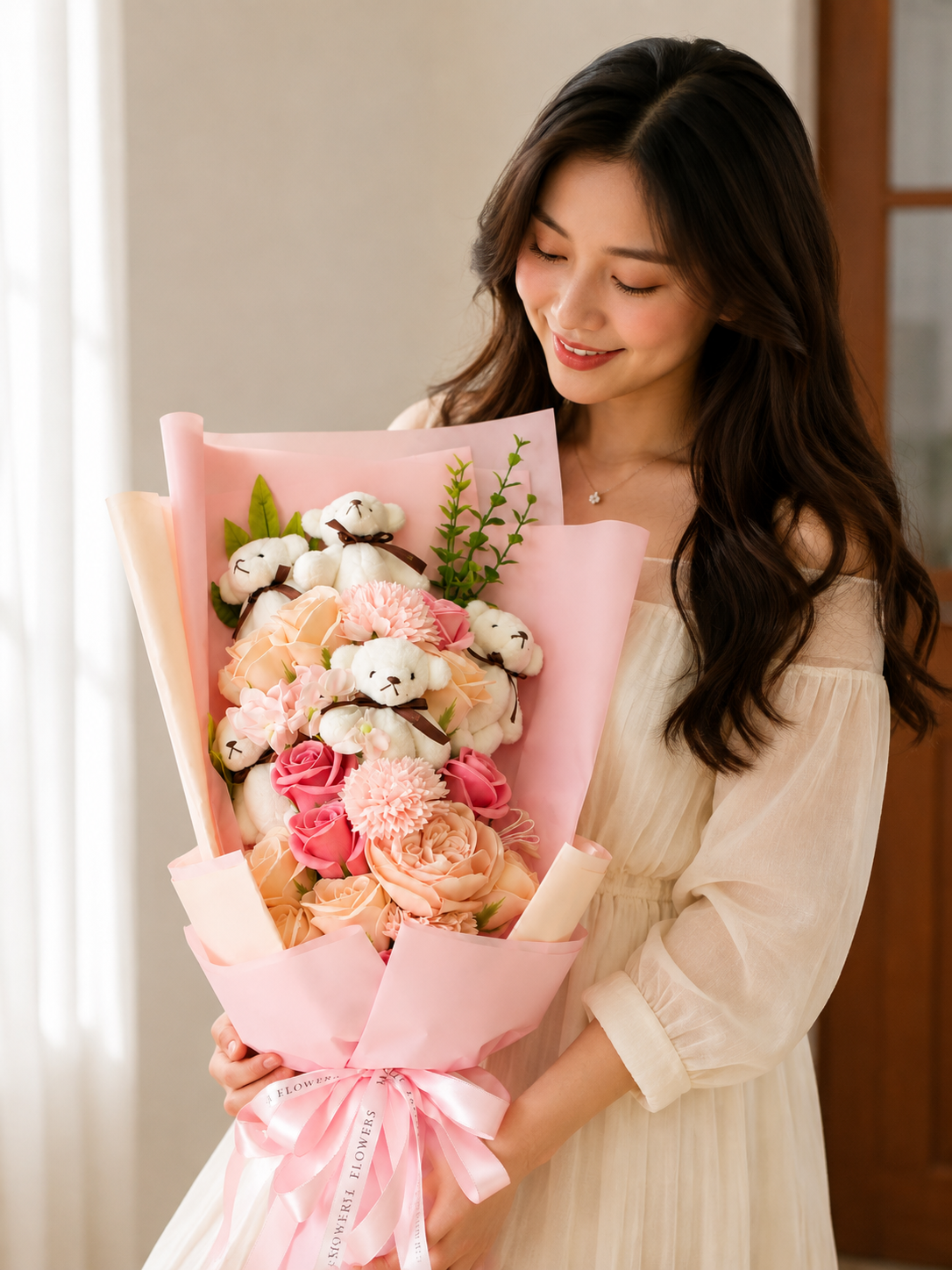 Teddy Love -  Eternal Soap Flower Bouquet