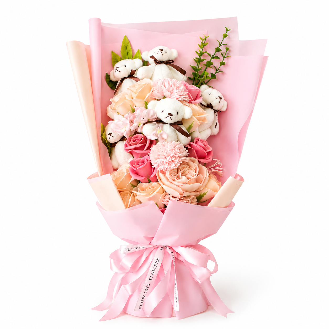 Teddy Love -  Eternal Soap Flower Bouquet