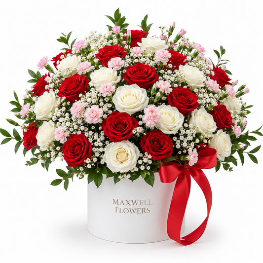 Jumbo Garden Rose Carnation - Fresh Round box