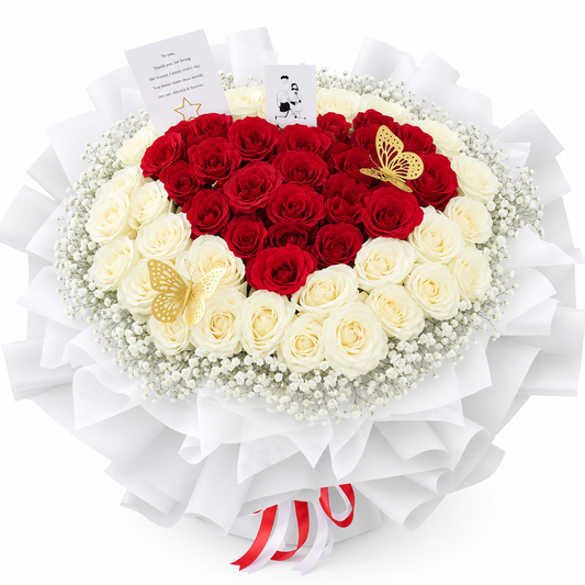 I love you - 50 roses love shape bouquet