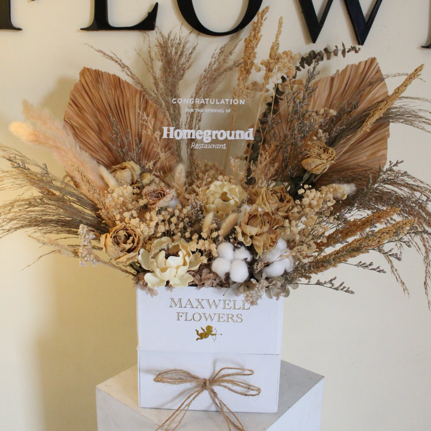 Charming Floral Basket Arrangement with Acrylic Sign Message