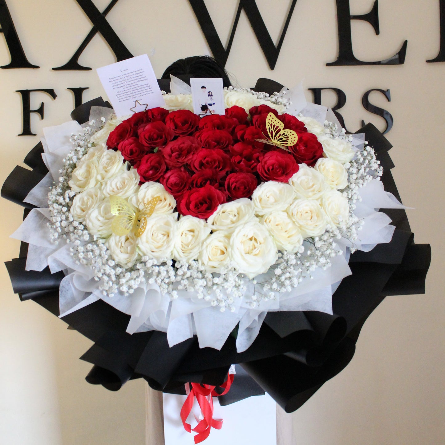 I love you - 50 roses love shape bouquet