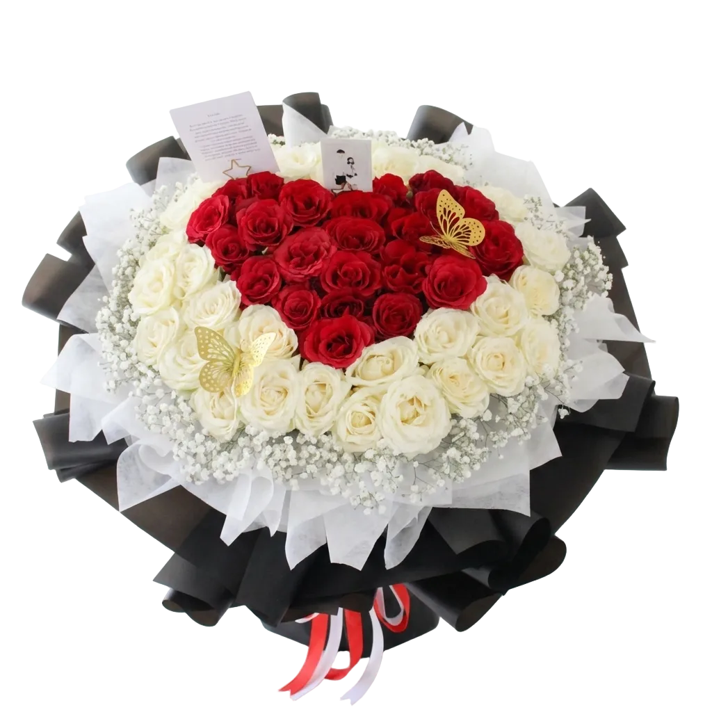 I love you - 50 roses love shape bouquet