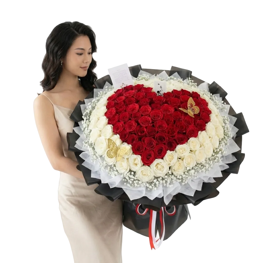 I love you - 50 roses love shape bouquet