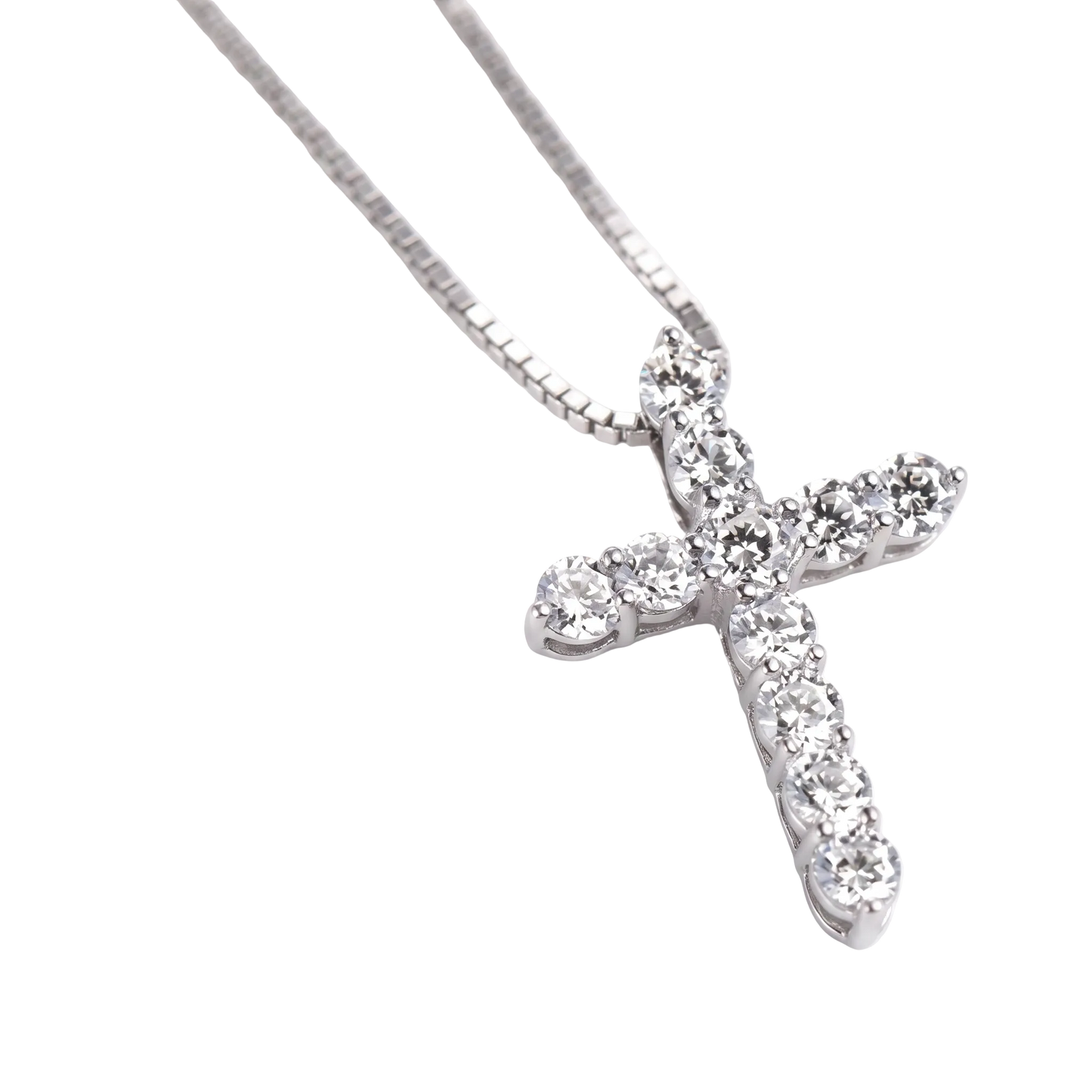 Cross Necklace - 11 pcs Lab Diamond Cross Pendant Necklace 925 Sterling Silver