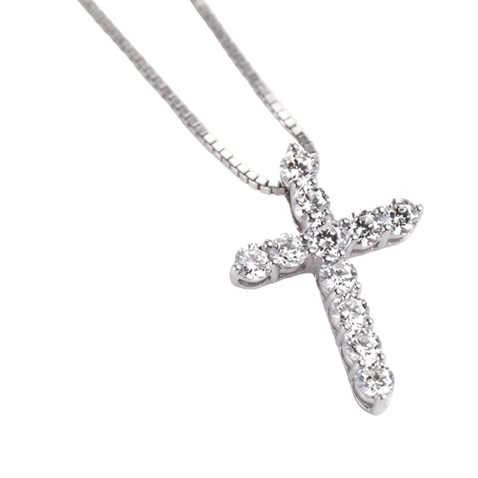 Cross Necklace - 11 pcs Lab Diamond Cross Pendant Necklace 925 Sterling Silver