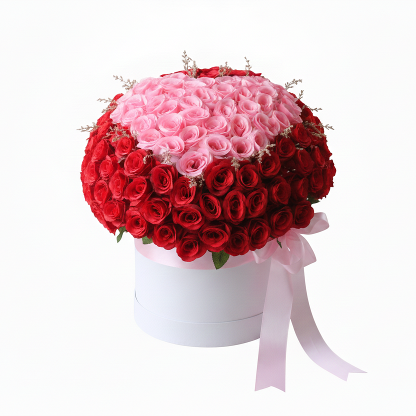 100 Roses in Round box