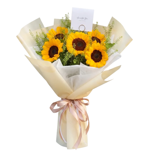 5 Sun flowers bouquet import