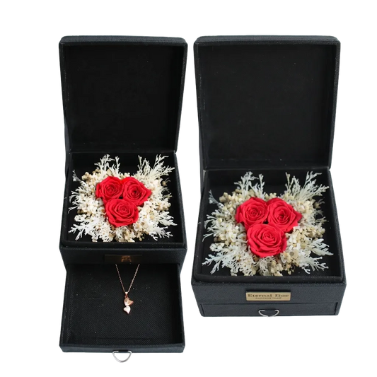 I Love You preserved flowers with gold plated necklace - Eternal flowers