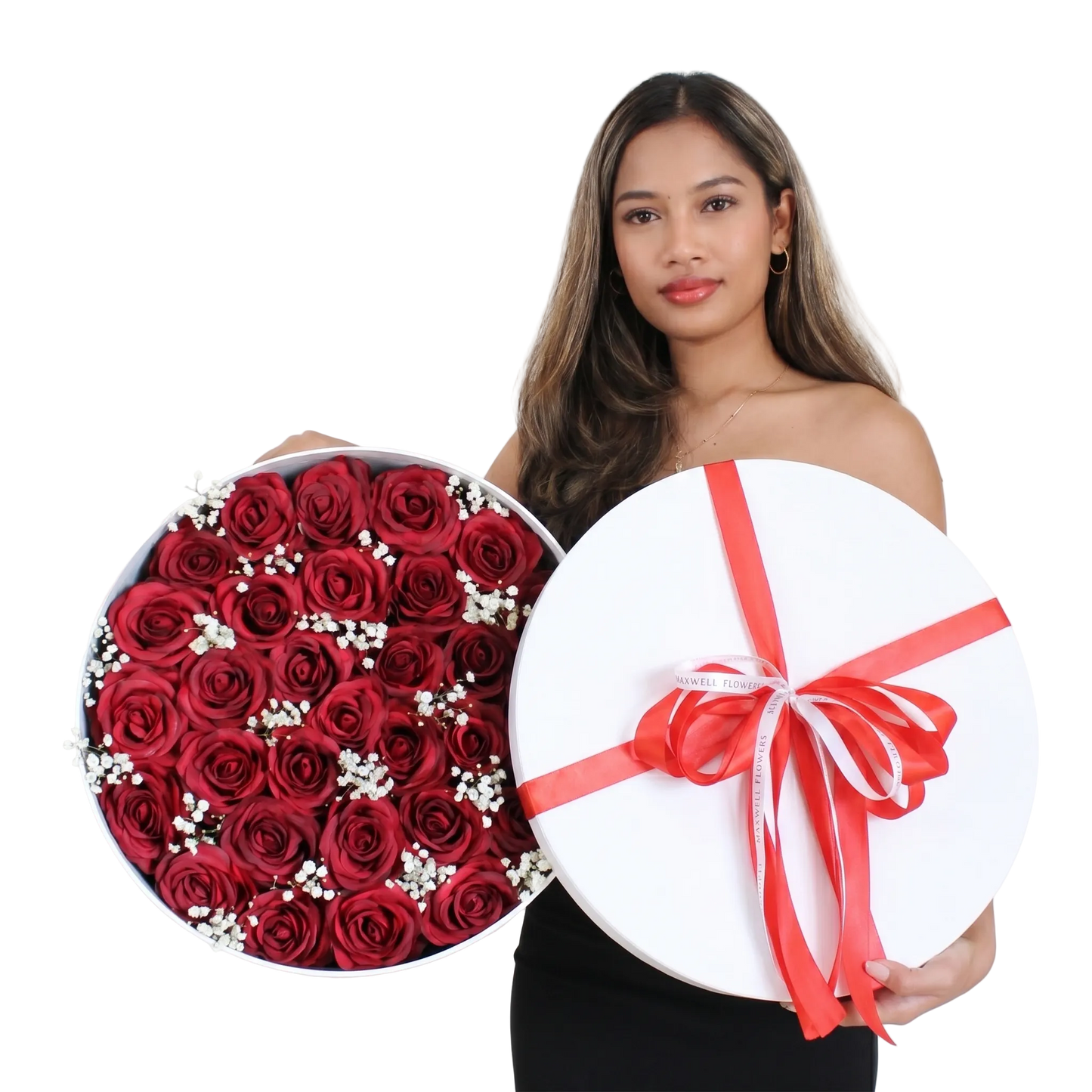 Jumbo Luxury Flower Box – Grade A Silk Roses with Ecuador Baby’s Breath