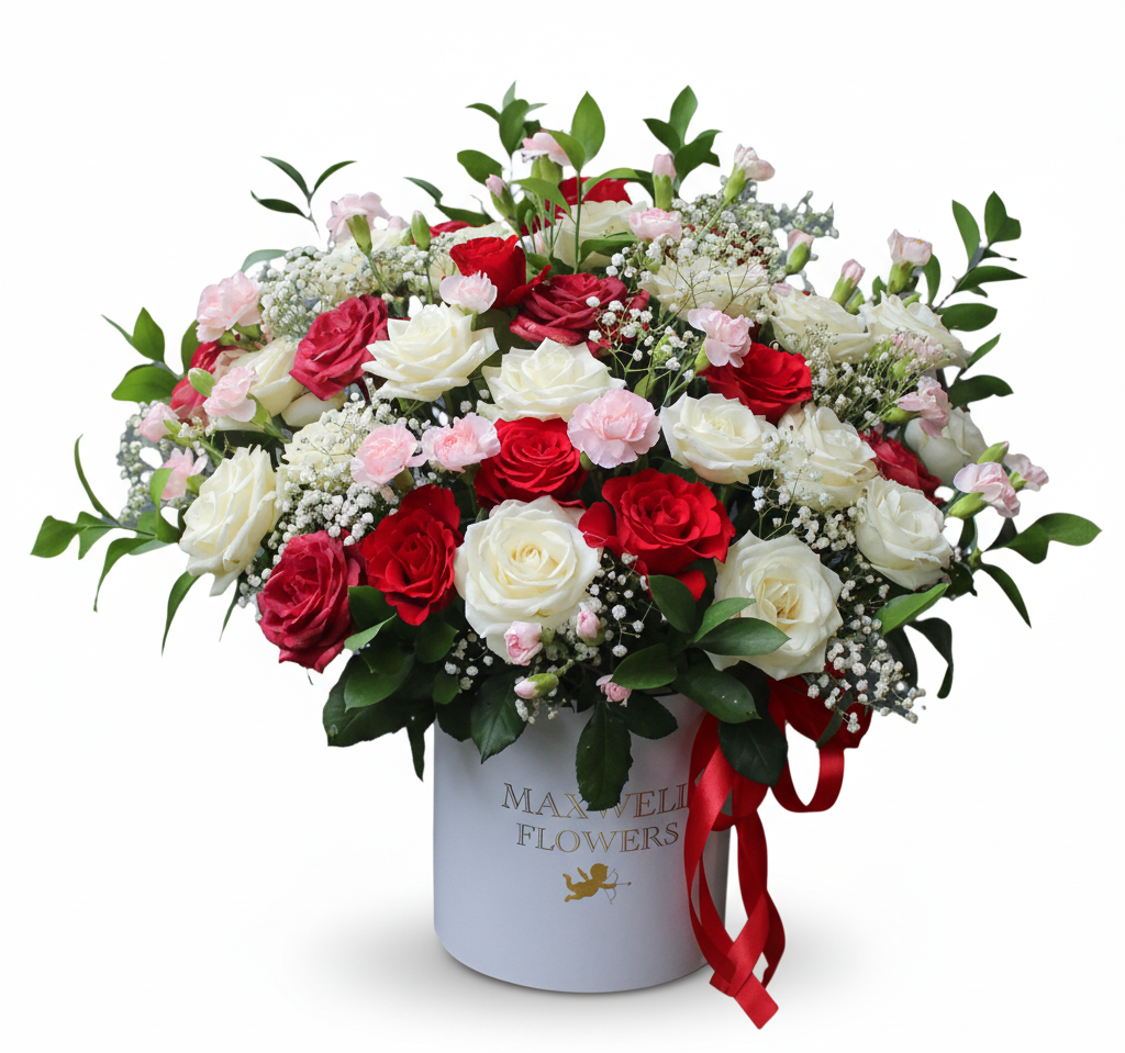 Jumbo Garden Rose Carnation - Fresh Round box