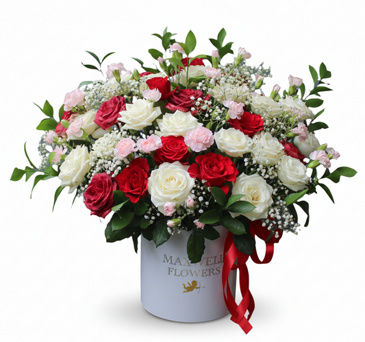 Jumbo Garden Rose Carnation - Fresh Round box