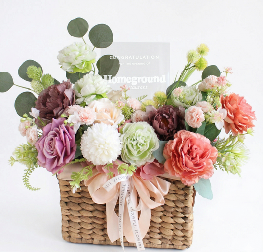 Charming Floral Basket Arrangement with Acrylic Message