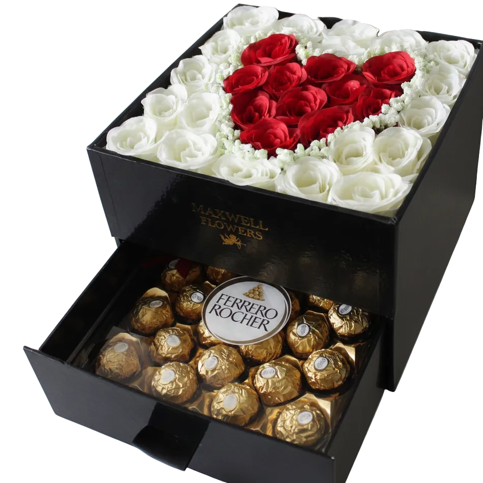 Bloombox + FERRERO BOX, BENTUK LOVE / BLACK BOX  Birthday Anniv Valentine
