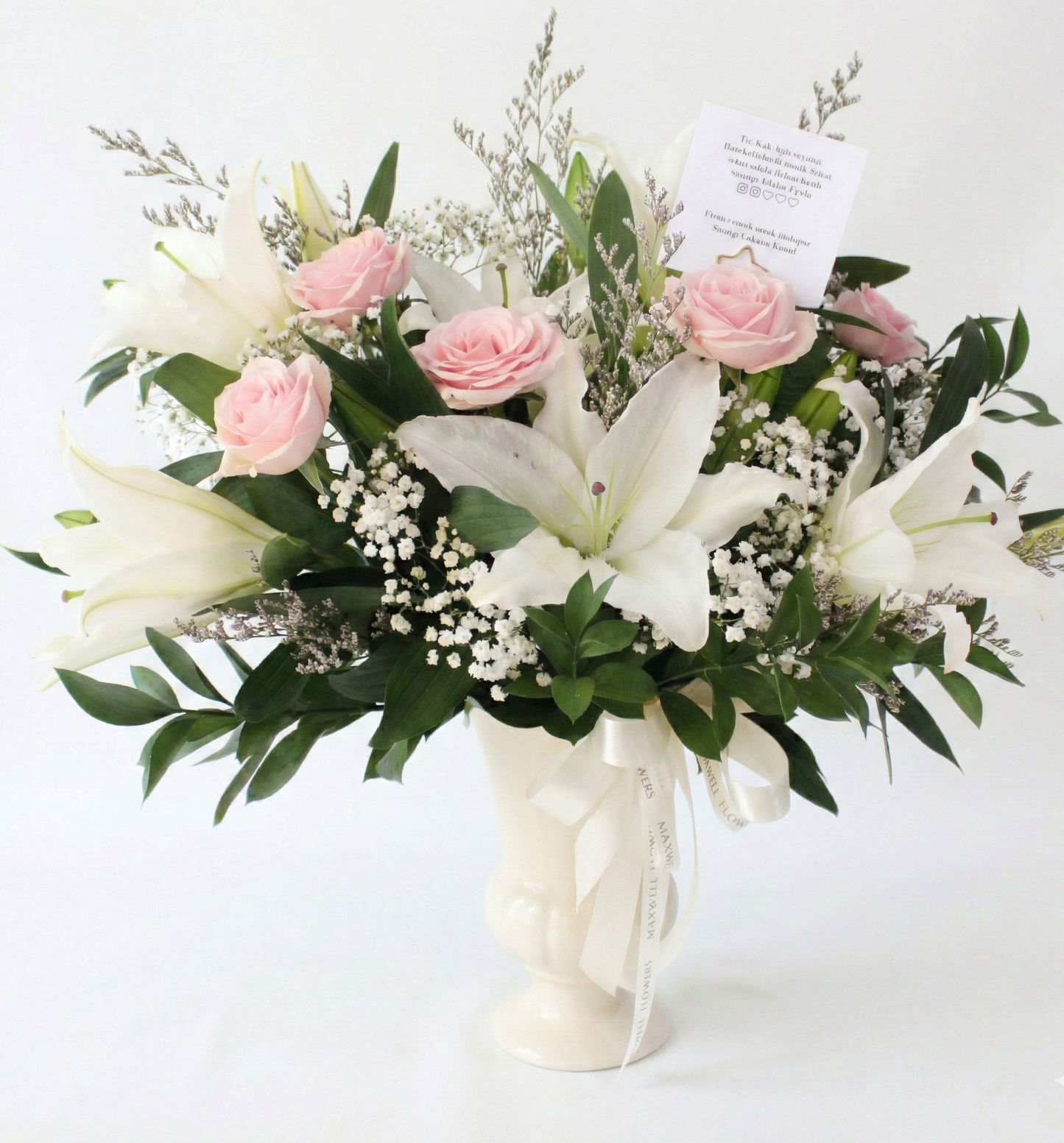 Lilly Roses Vase Fresh Flowers