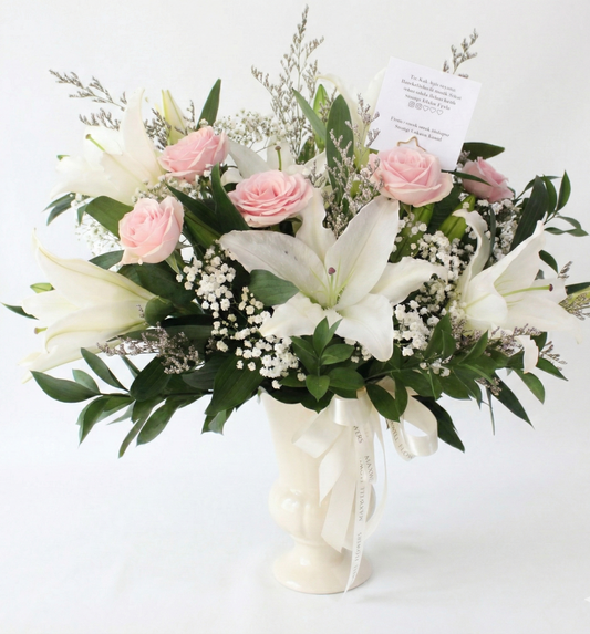 Lilly Roses Vase Fresh Flowers