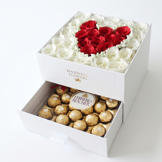 Bloombox + FERRERO BOX, BENTUK LOVE / BLACK BOX  Birthday Anniv Valentine
